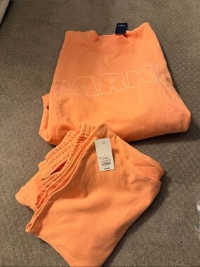 Parke x Target L/XL mockneck & L Sweatpants Set in Peach/orange